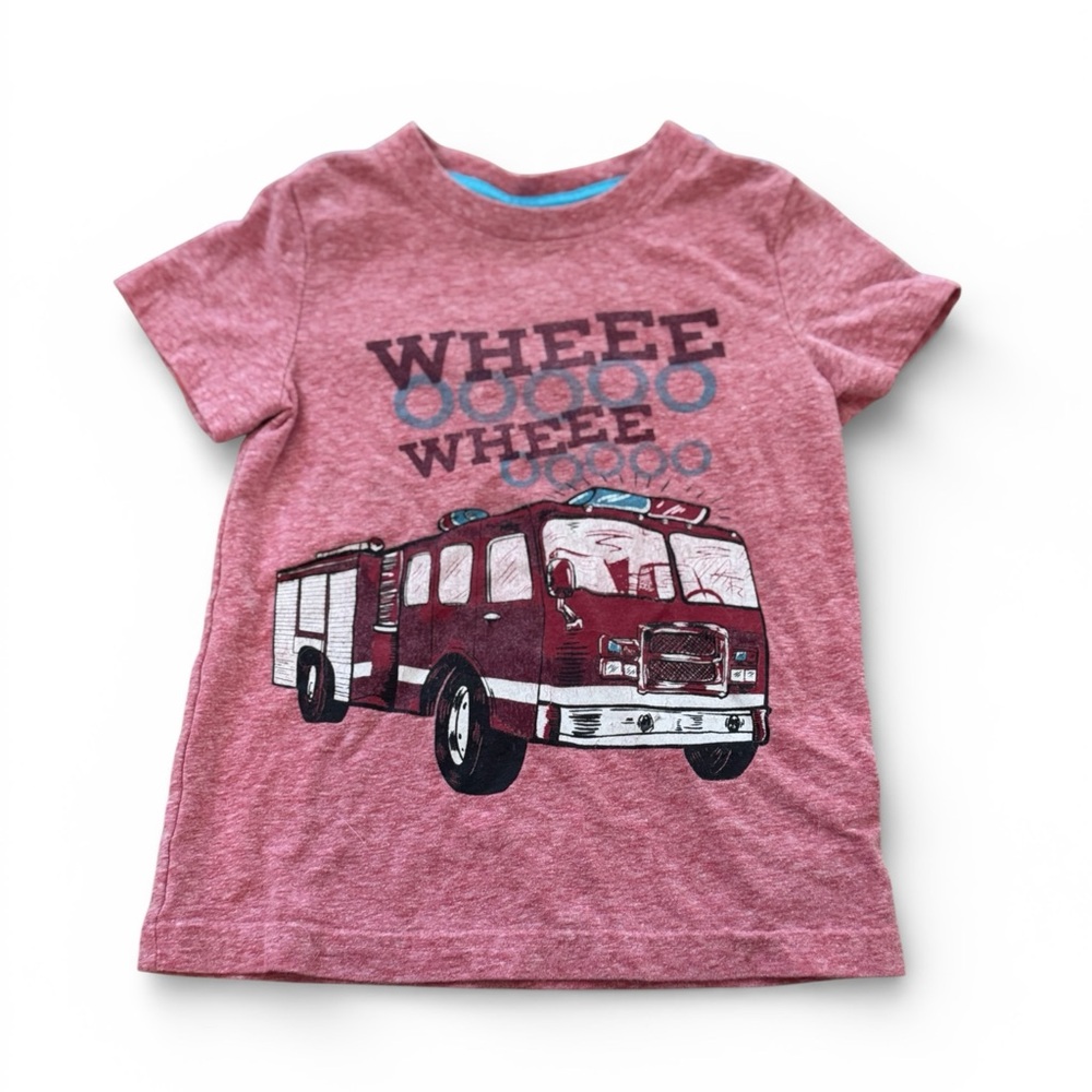 Cat & Jack toddler boy's red cotton t-shirt with a fire truck graphic size 3T